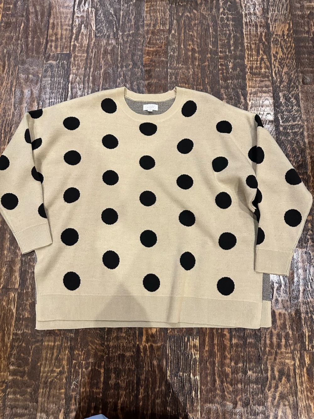 Mud Pie Beige Sweater with Black Speckle Knit